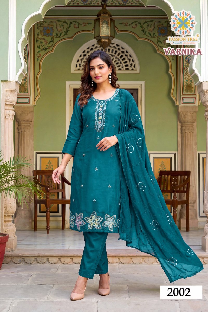 Varnika Vol 2 By Passion Tree Roman Silk Kurti With Bottom Dupatta